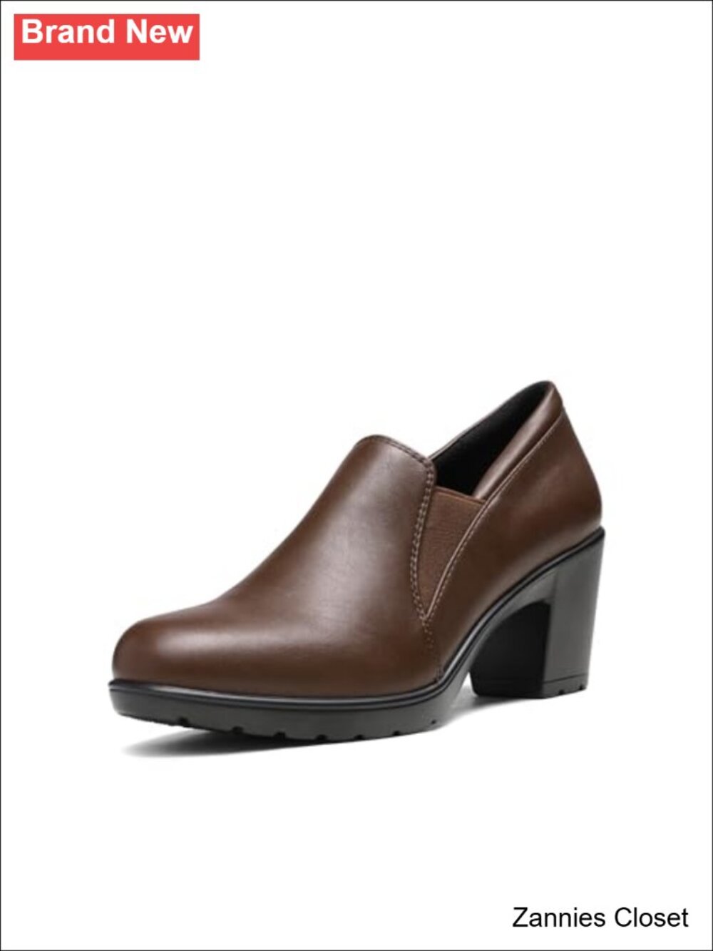 ✨ DREAM PAIRS Women's Faux Leather Block Heel Loafers Round Toe Dress Work Shoes